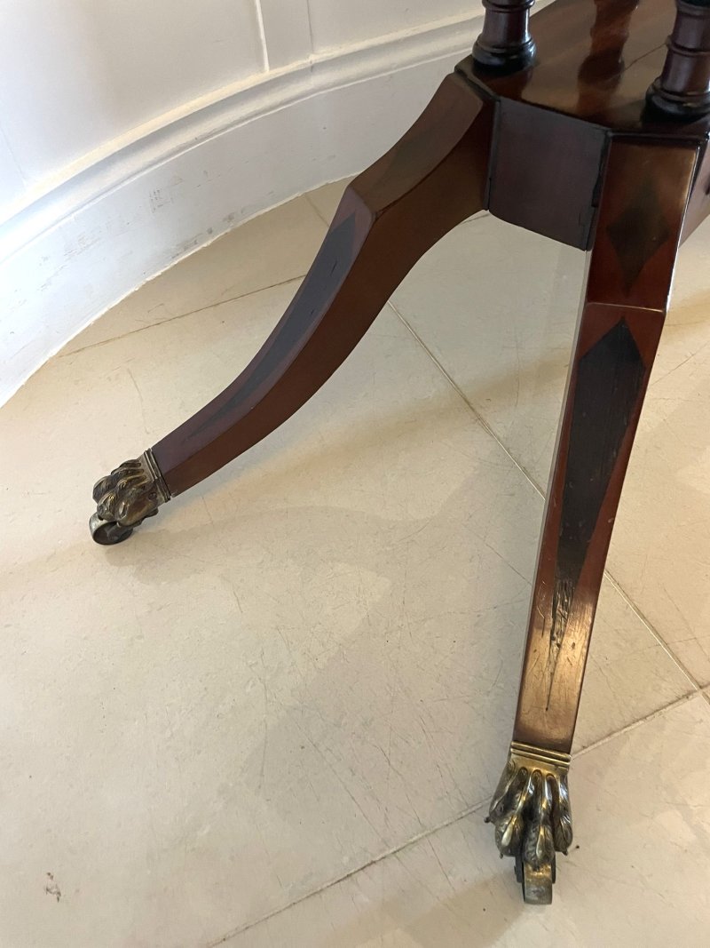 Fine Quality Antique Regency Figured Mahogany Card/Console Table with Gilded Brass Mounts - Image 15